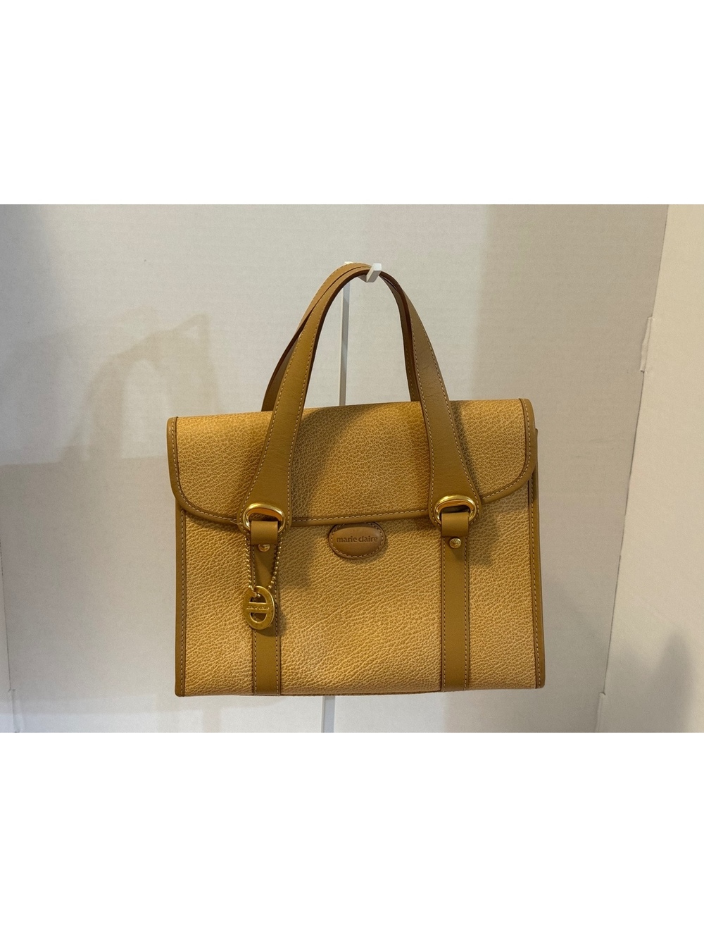 Marie Claire Tan pebbled leather top handle satchel